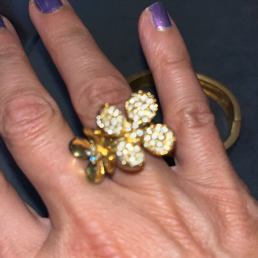 Flower Statement Ring One Size Adjustable With Fr… - image 4